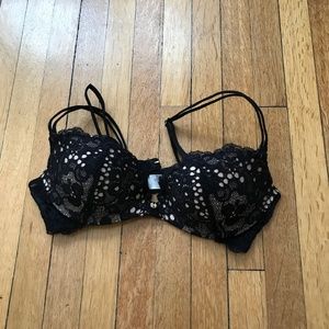 Victoria's Secret Black Lace Padded Demi Bra